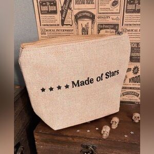 Made of Stars …Handcrafted ..Tan Canvas Makeup Bag